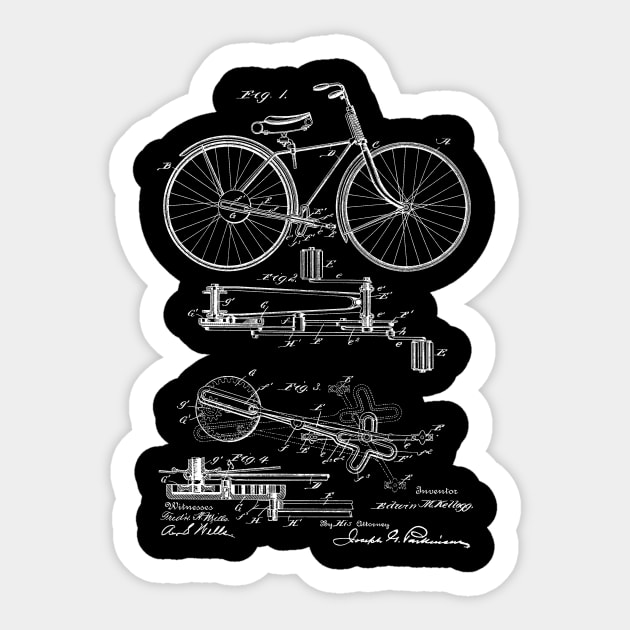 Bicycle Vintage Patent Hand Drawing Sticker by TheYoungDesigns